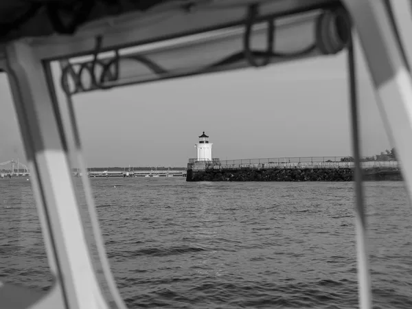 Portland Maine skyline and harbor from a private charter boat