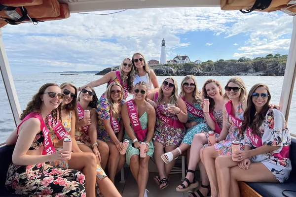 Lighthouse and sightseeing bachelorette boat cruise Portland Maine Casco Bay